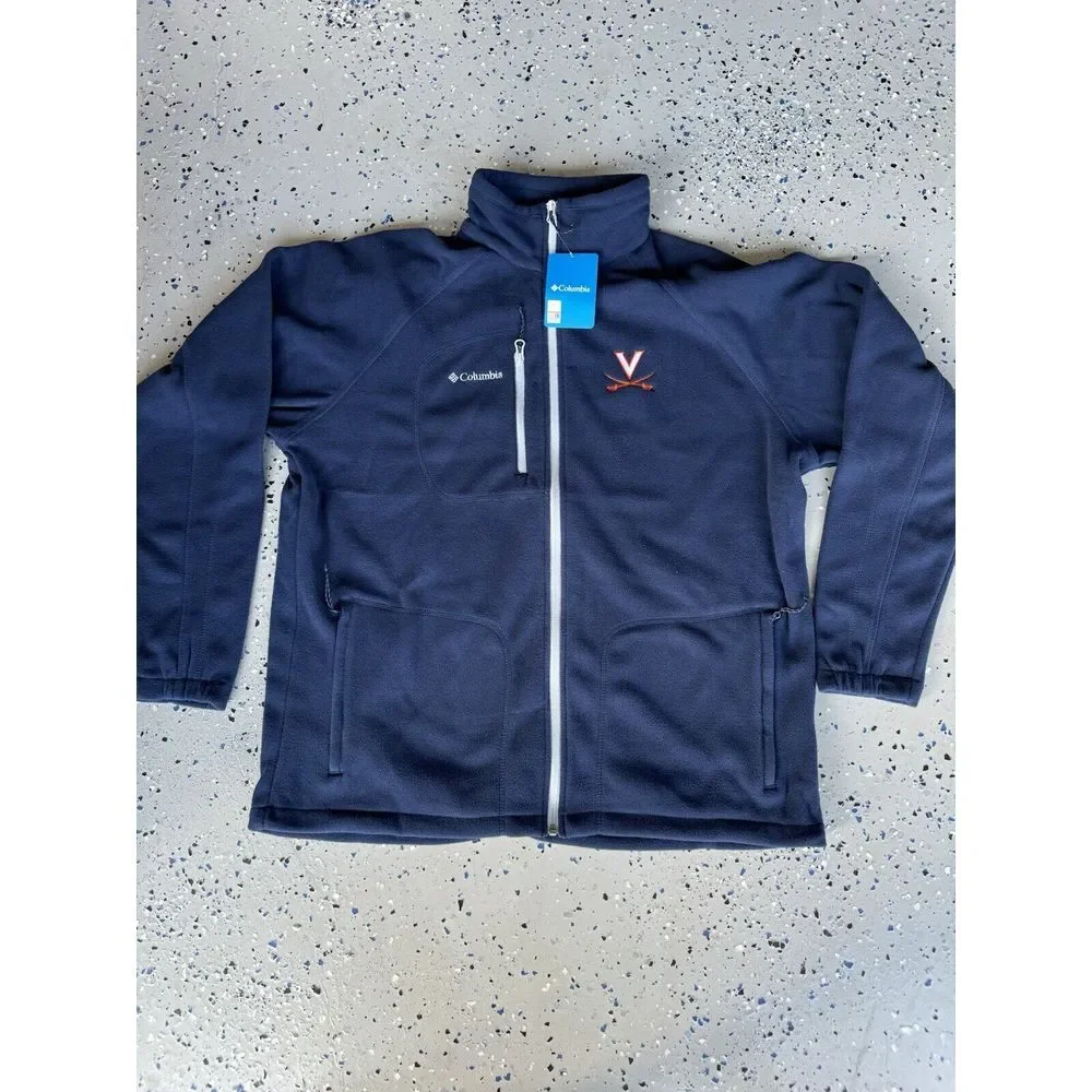 Columbia Virginia Cavaliers Fast Trek II Full Zip Fleece Jacket Blue Mens XL New